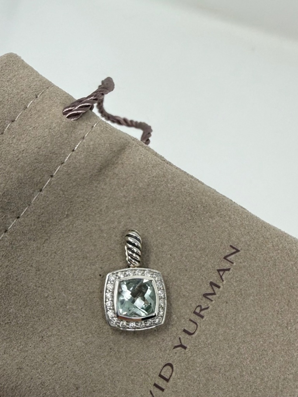 David Yurman Petite Albion Pendant in Sterling Silver with Prasiolite & Diamonds